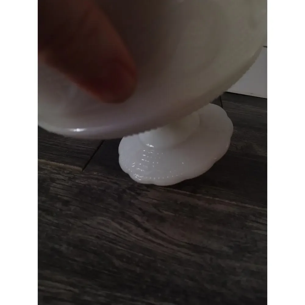 Vintage E.O. Brody Company Milk Glass Pedestal Bowl Mid to Late-20th Century